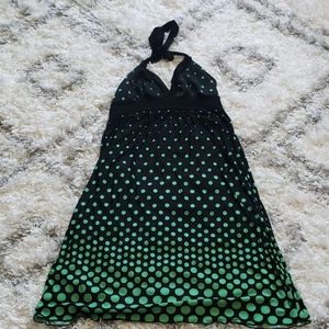 Polka-dot tie neck dress